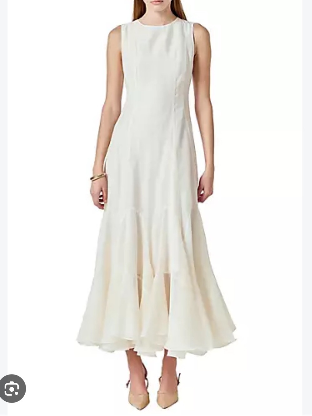 Endless Rose Godet Detail Maxi Dress in beige
